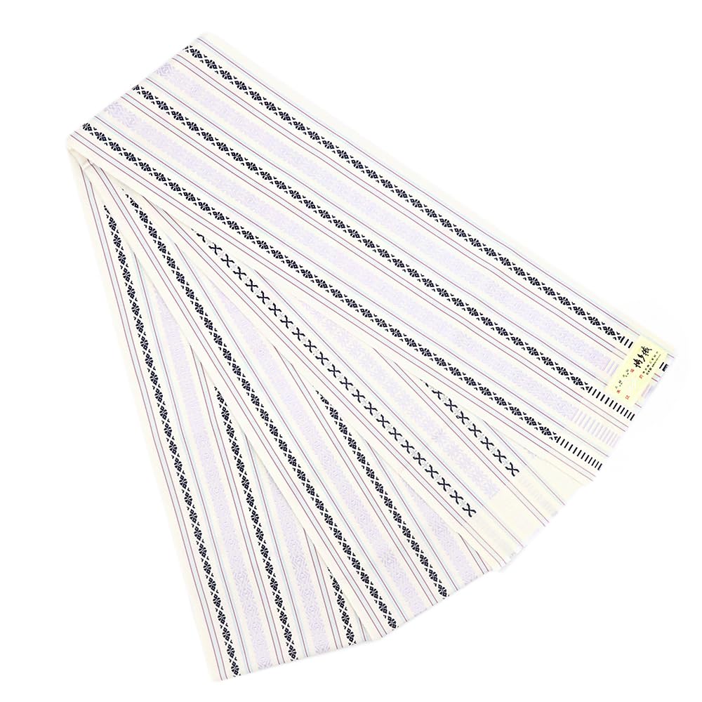 新品 博多織 【長尺】単衣半幅帯 浴衣帯 白地 四色 五本献上柄 帯端処理済 Amazon | 浴衣帯 半幅帯 博多織 長尺 正絹 浴衣 白 オフホワイト